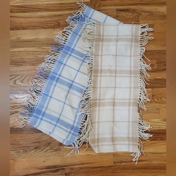 Banana Republic Wool/Angora Rabbit Hair Blend Plaid (2)Scarfs with Fringe - Picture 1 of 7